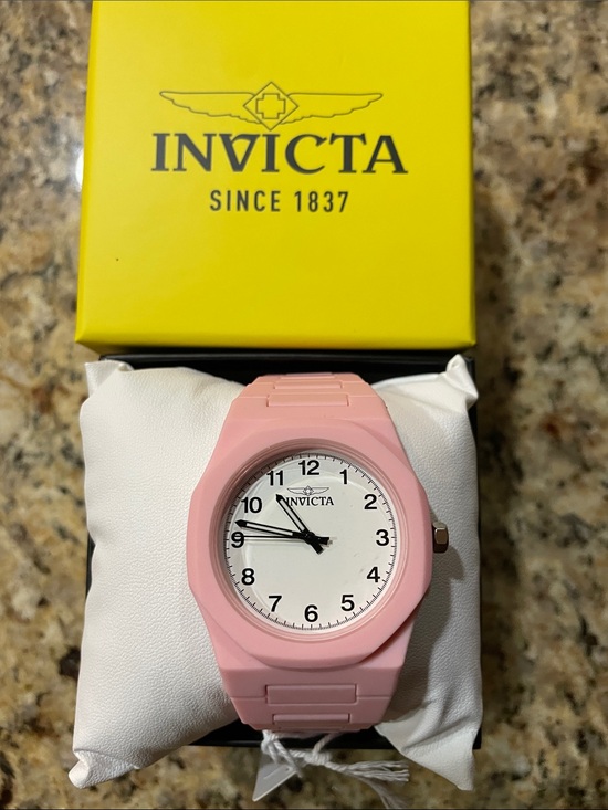Invicta Accessories - Invicta Pink Resin Watch with White Dial and Black Numerals
